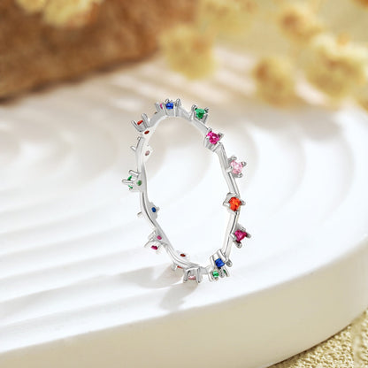 [Rose Jewellery]Radiant Colorful Round Cut Daily Ring