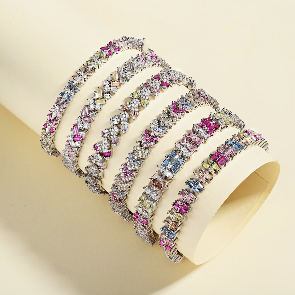 [Rose Jewellery]Radiant Colorful Emerald Cut Party Bracelet