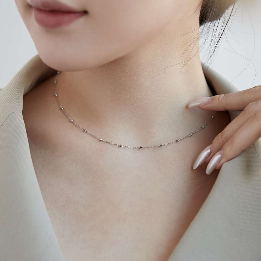 [Rose Jewellery]Small Bead Clavicle Chain Simple Necklace