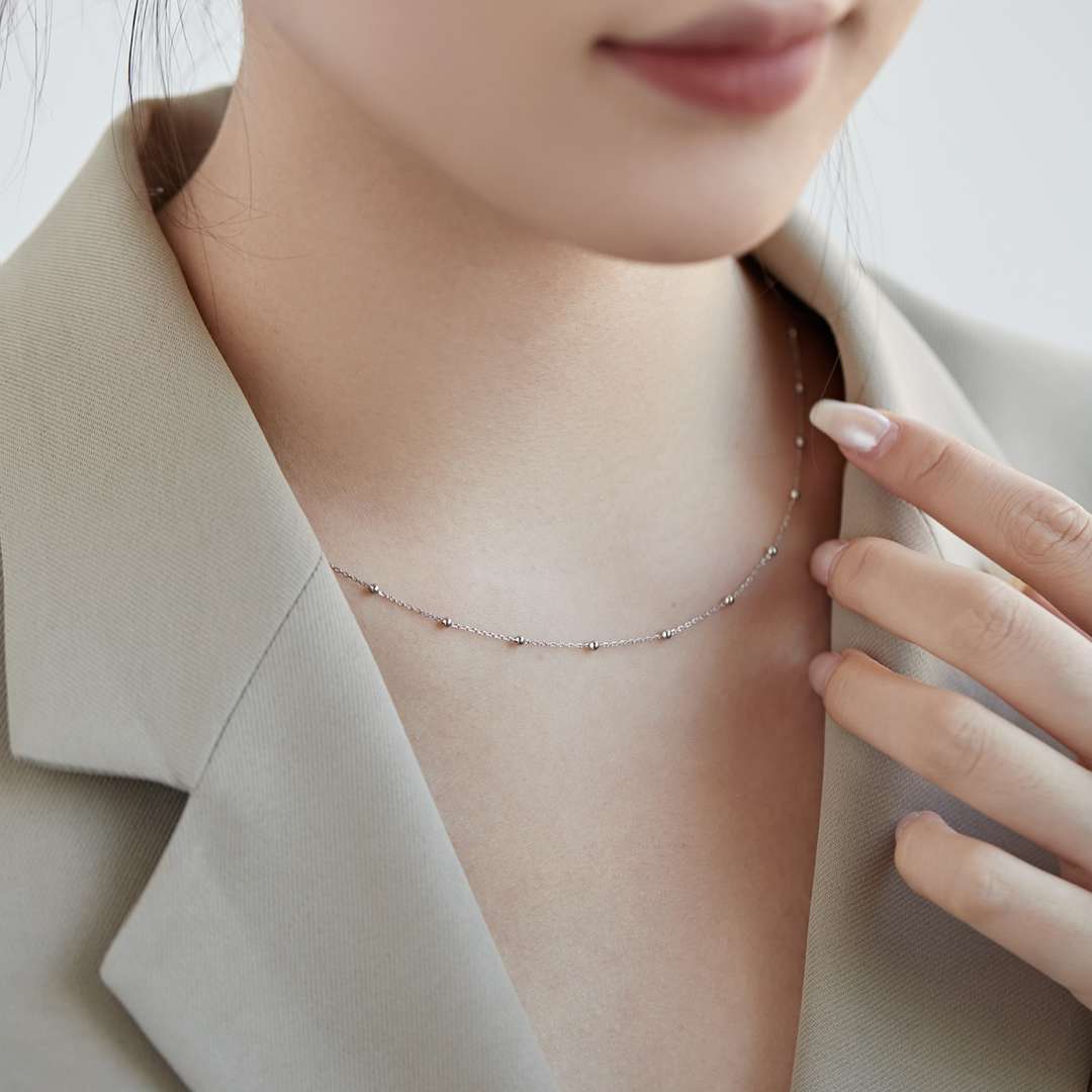 [Rose Jewellery]Small Bead Clavicle Chain Simple Necklace