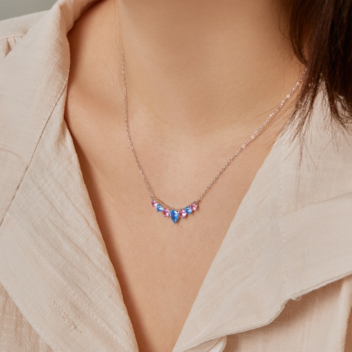 [Rose Jewellery]Dainty Colorful Heart Necklace