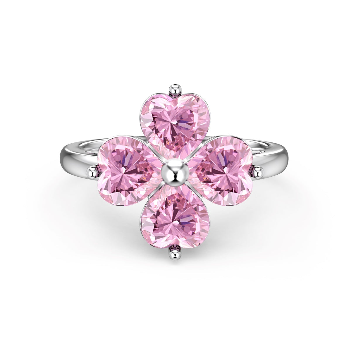 [Rose Jewellery]Heart-shaped Four-Leaf Clover Ball Ring