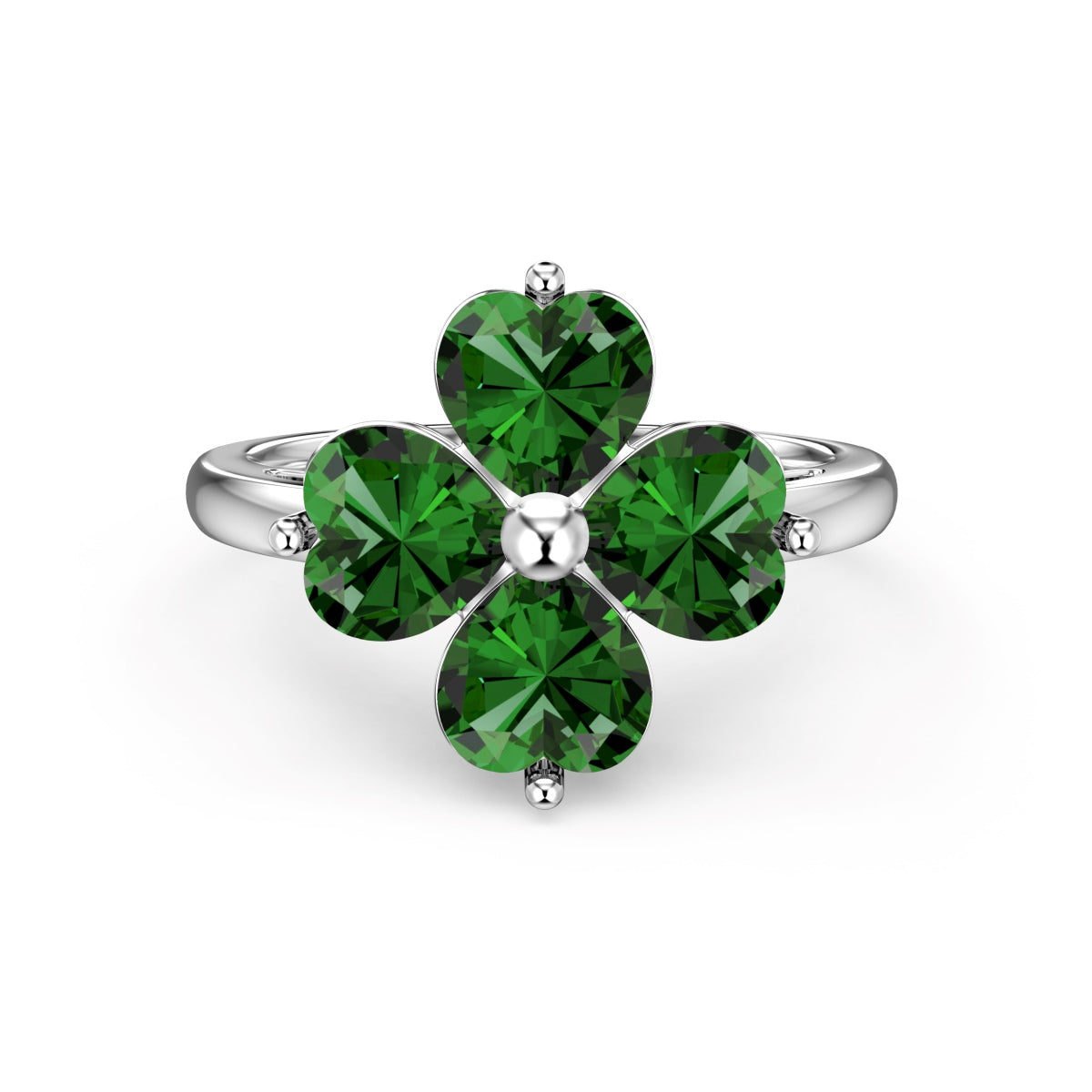 [Rose Jewellery]Heart-shaped Four-Leaf Clover Ball Ring