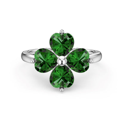 [Rose Jewellery]Heart-shaped Four-Leaf Clover Ball Ring