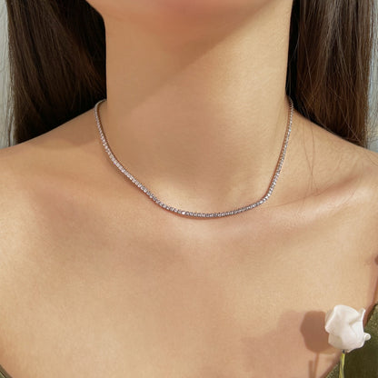 [Rose Jewellery]Delicate Round Shape Tennis Necklace