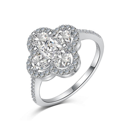 [Rose Jewellery]Luxurious Eternity Flower Shape Banquet Ring