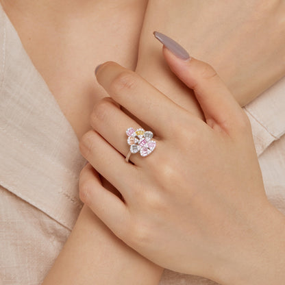 [Rose Jewellery]Sparkling Colorful Water Drop Shape Daily Ring