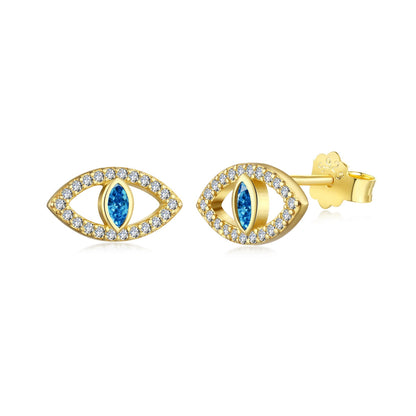 [Rose Jewellery]Blue Devil Eyes Hollow Stud Earrings