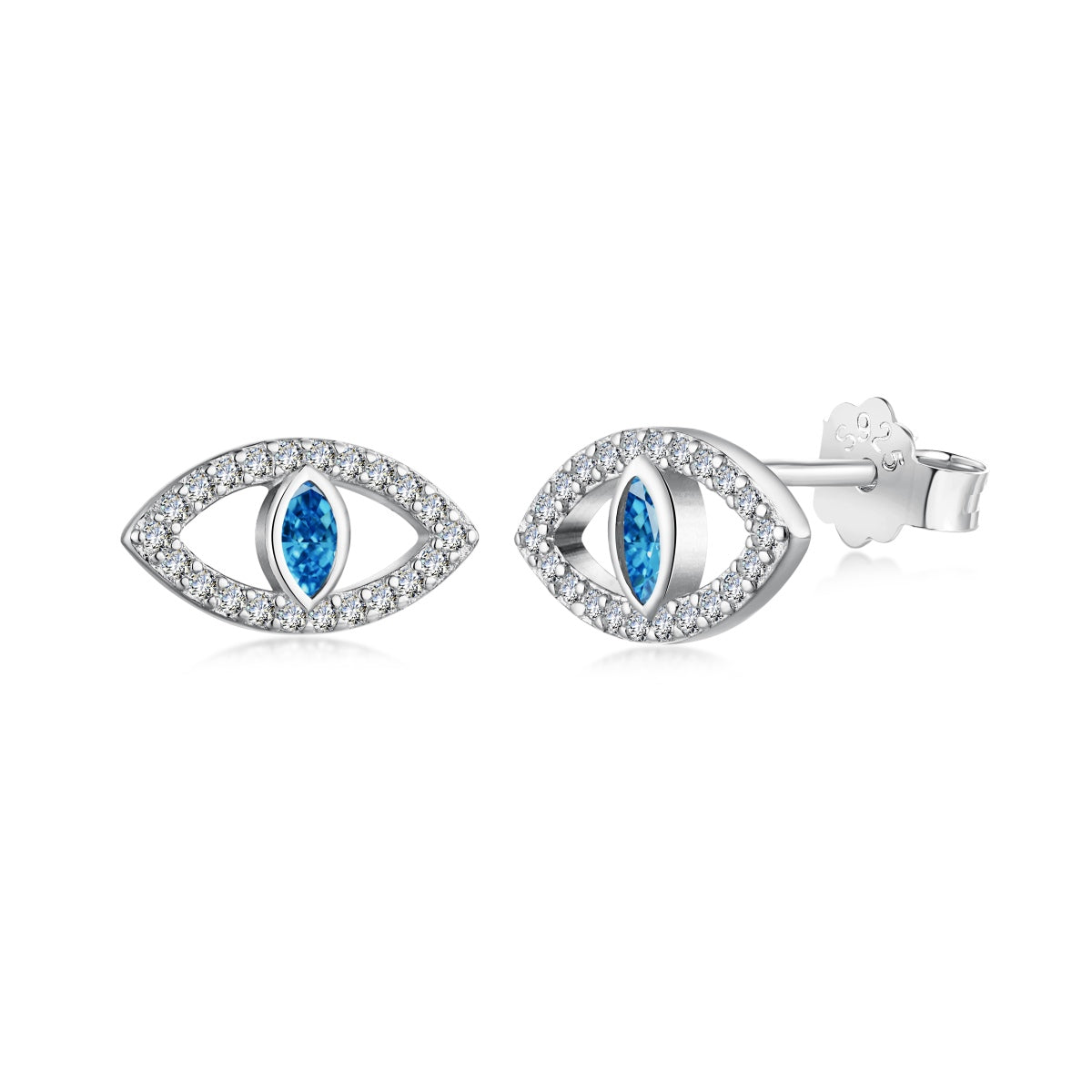 [Rose Jewellery]Blue Devil Eyes Hollow Stud Earrings