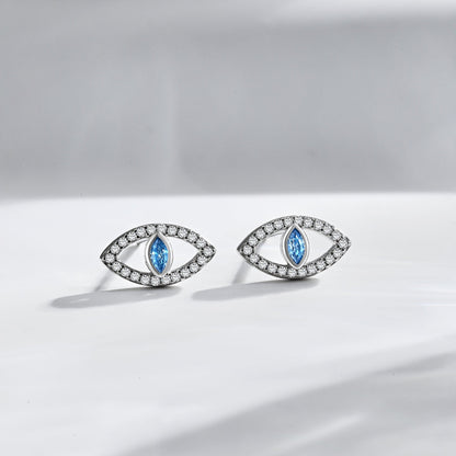 [Rose Jewellery]Blue Devil Eyes Hollow Stud Earrings