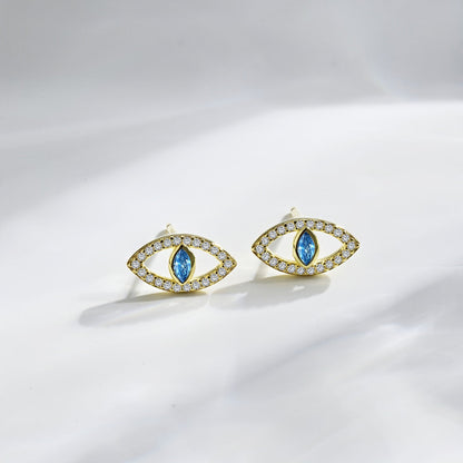 [Rose Jewellery]Blue Devil Eyes Hollow Stud Earrings