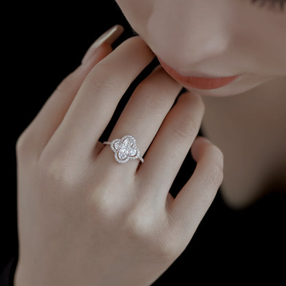 [Rose Jewellery]Luxurious Eternity Flower Shape Banquet Ring