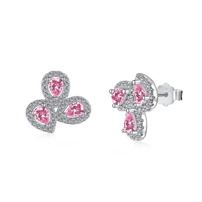 [Rose Jewellery]Ornate Flower Shape Pear Cut Lover Earrings