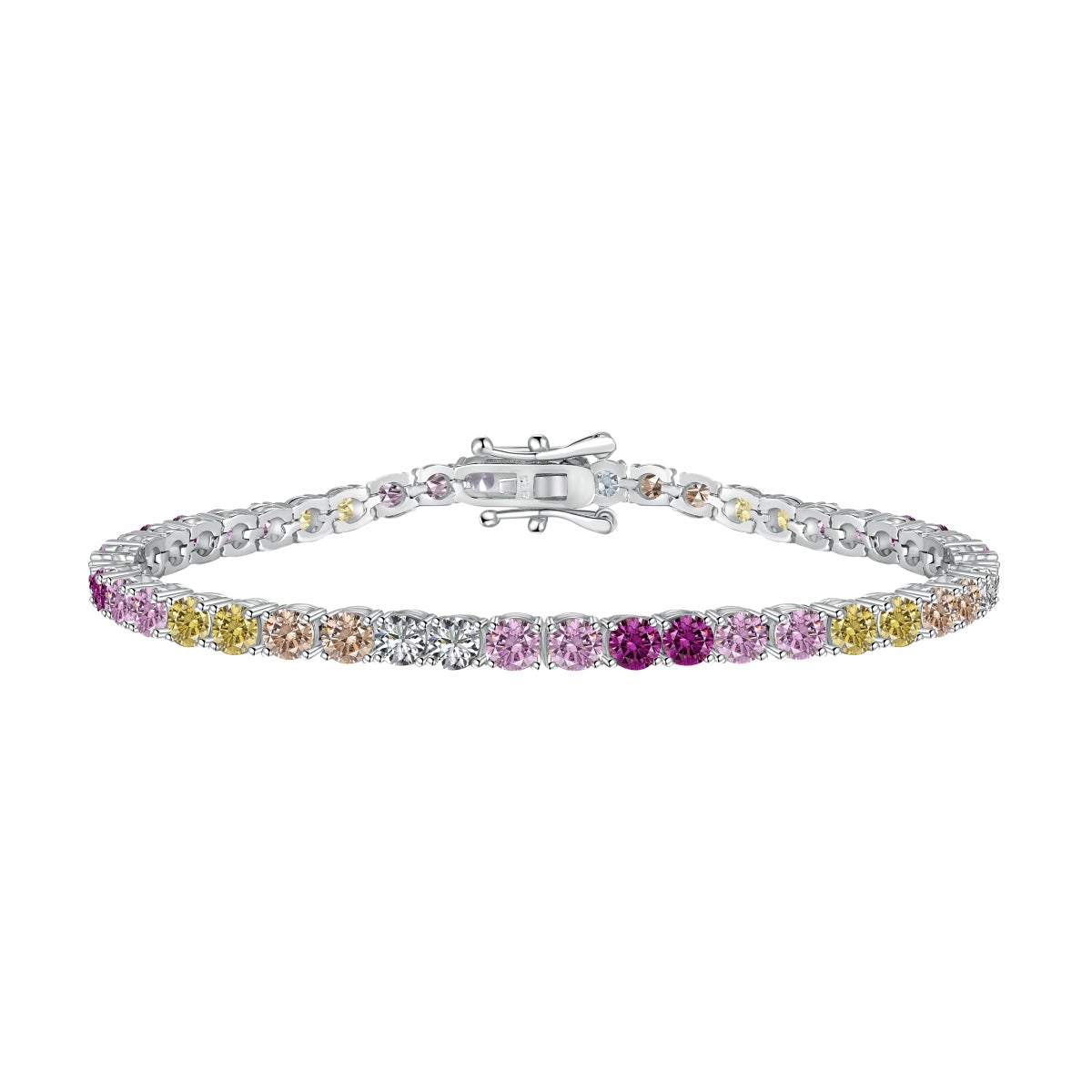 [Rose Jewellery]Radiant Colorful Round Cut Tennis Bracelet