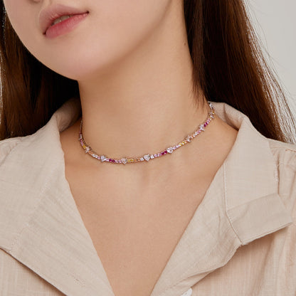 [Rose Jewellery]Delicate Colorful Rainbow Tennis Chain