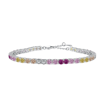 [Rose Jewellery]Radiant Colorful Round Cut Tennis Bracelet