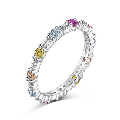 [Rose Jewellery]Sparkling Colorful Round Cut Tennis Ring