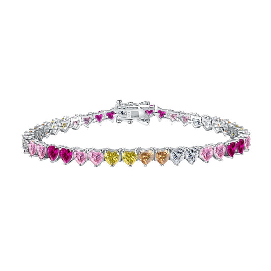 [Rose Jewellery]Luxurious Colorful Romantic Heart Shape Lover Bracelet