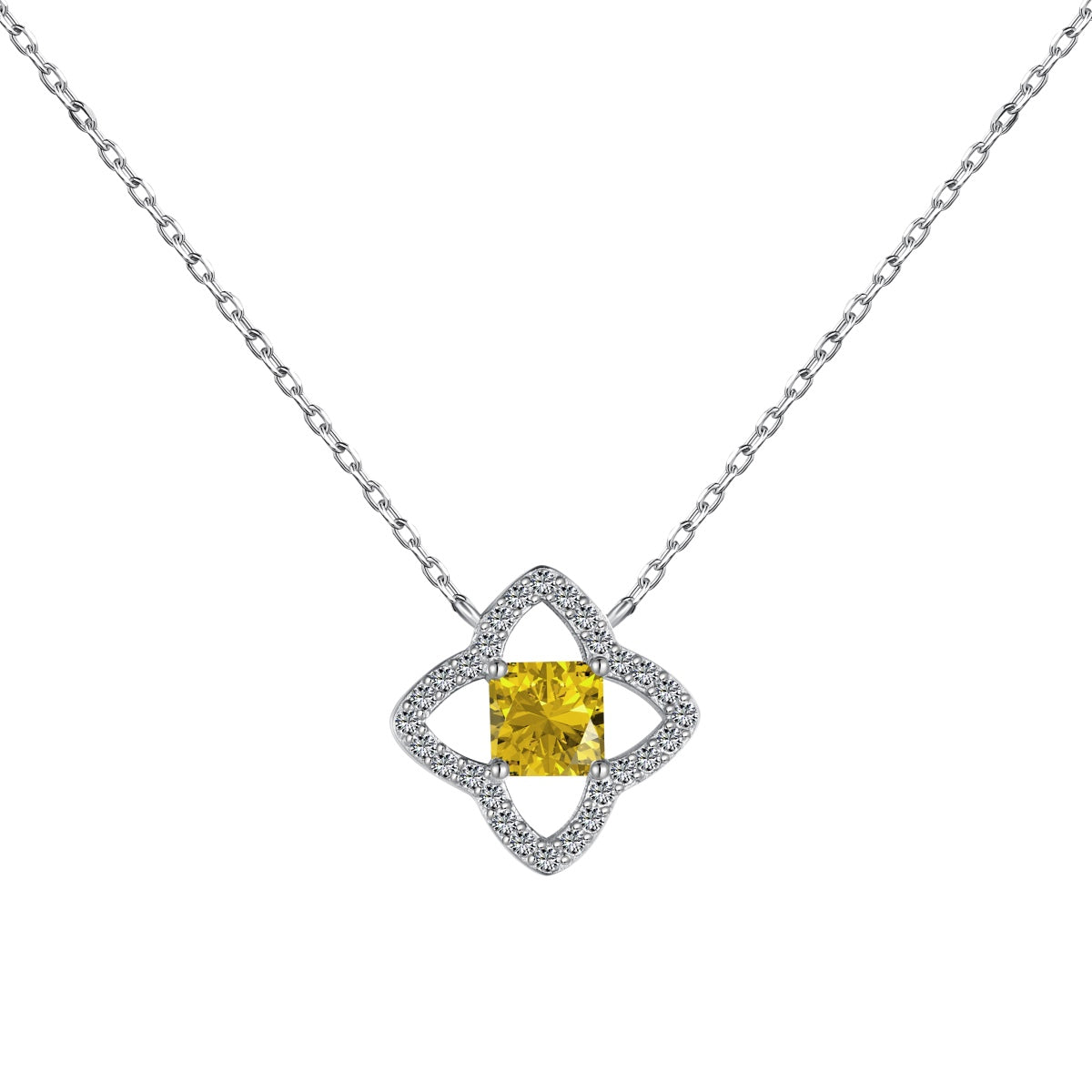 [Rose Jewellery]Exquisite Flower Shape Princess Cut Necklace