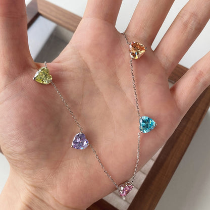 [Rose Jewellery]Sparkling Colorful Heart Cut Necklace