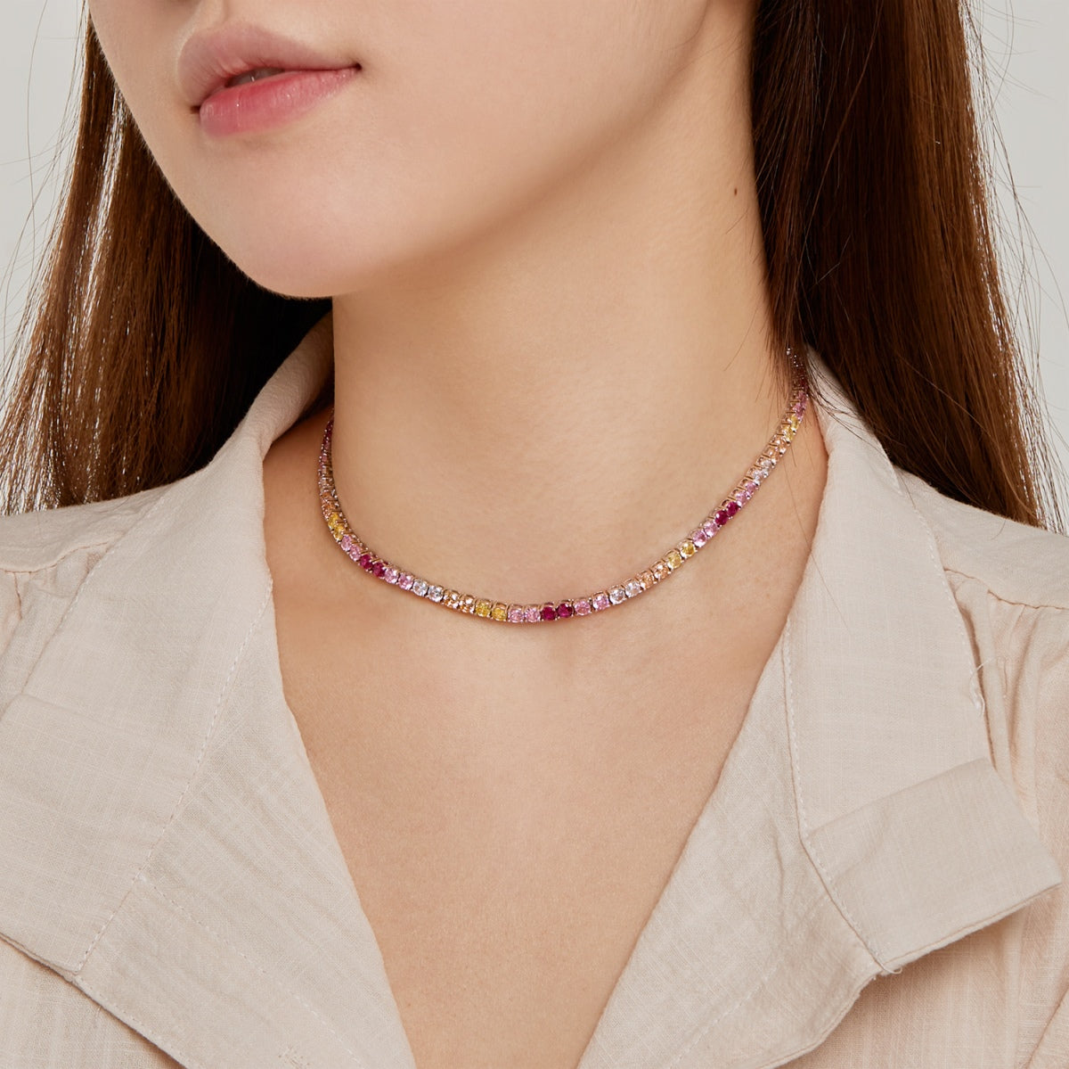 [Rose Jewellery]Delicate Colorful Tennis Necklace