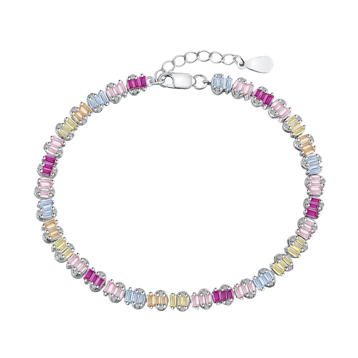 [Rose Jewellery]Delicate Colorful Emerald Cut Party Bracelet