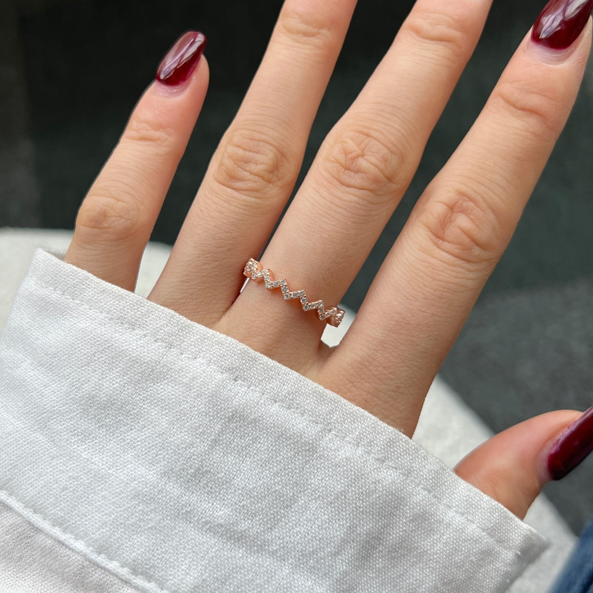 [Rose Jewellery]Delicate Enchanting Wave Shape Daily Ring