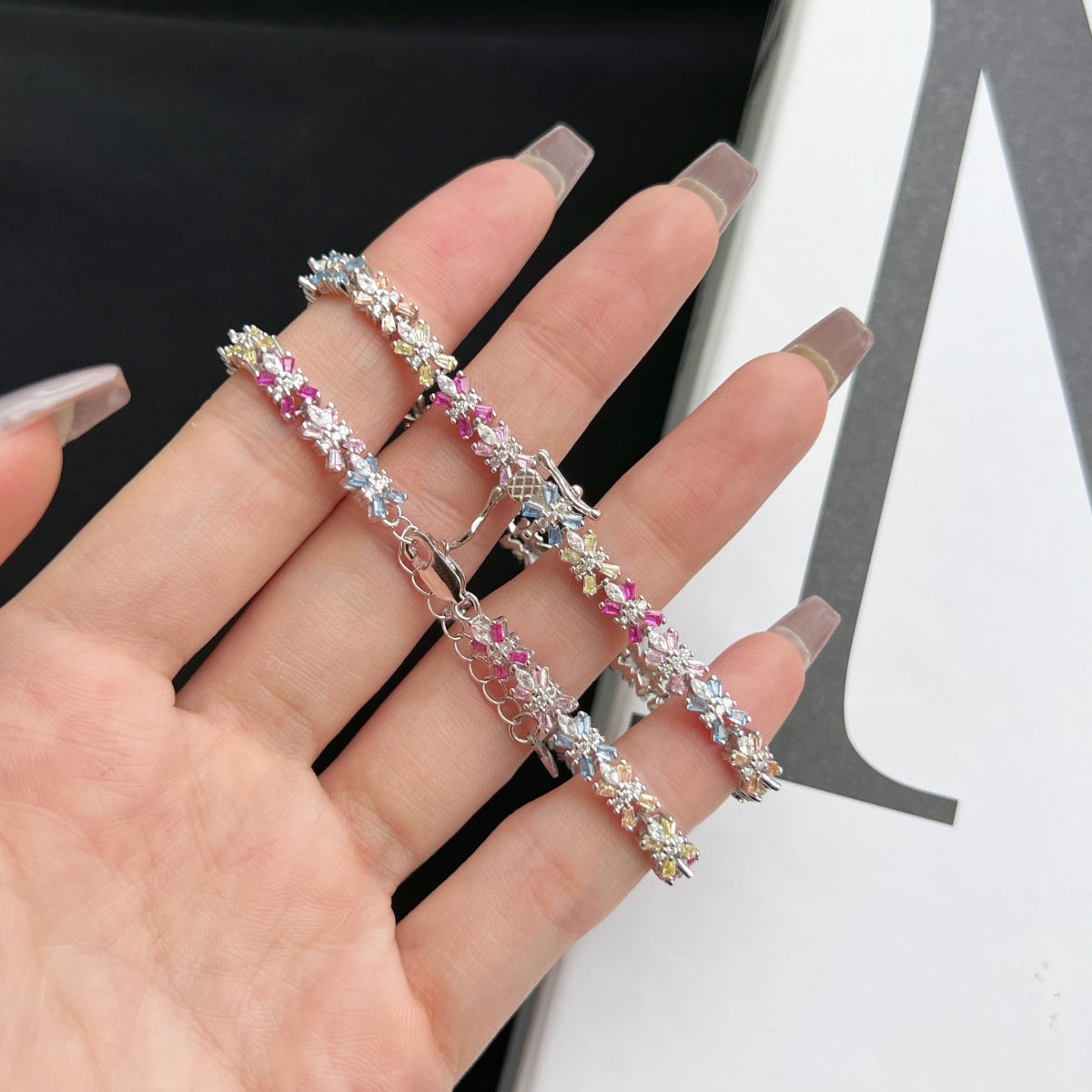 [Rose Jewellery]Radiant Colorful Emerald Cut Party Bracelet