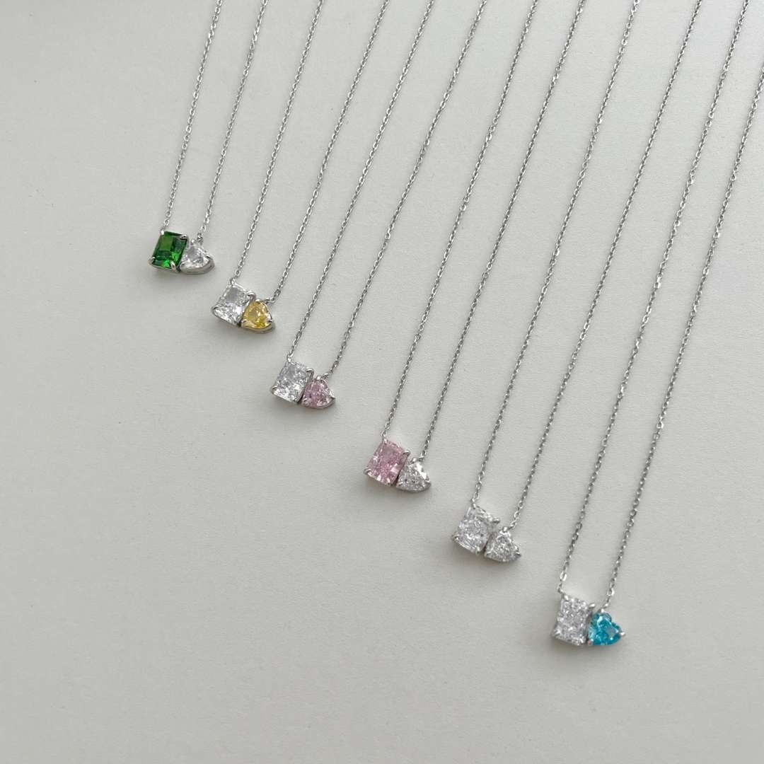 [Rose Jewellery]Dazzling Square & Heart Shape Necklace