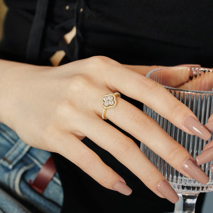 [Rose Jewellery]Four Leaf Clover Flower Design Ring