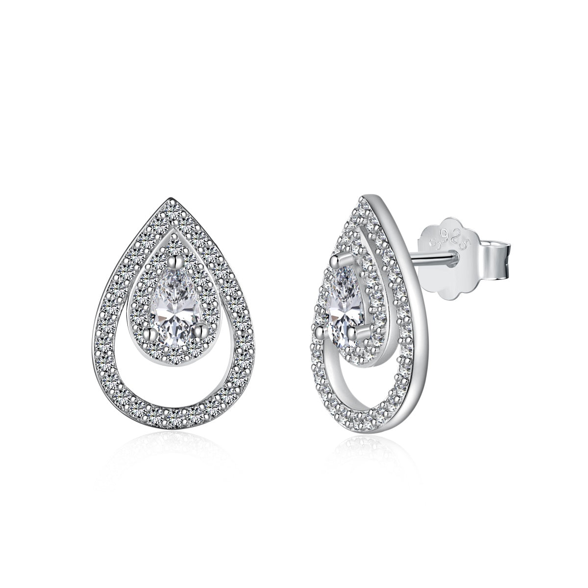 [Rose Jewellery]Sparkling Delicate Water Drop Shape Daily Earrings