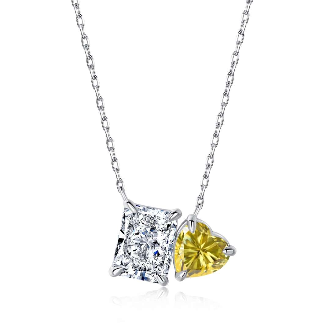 [Rose Jewellery]Dazzling Square & Heart Shape Necklace