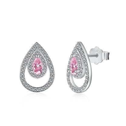 [Rose Jewellery]Sparkling Delicate Water Drop Shape Daily Earrings