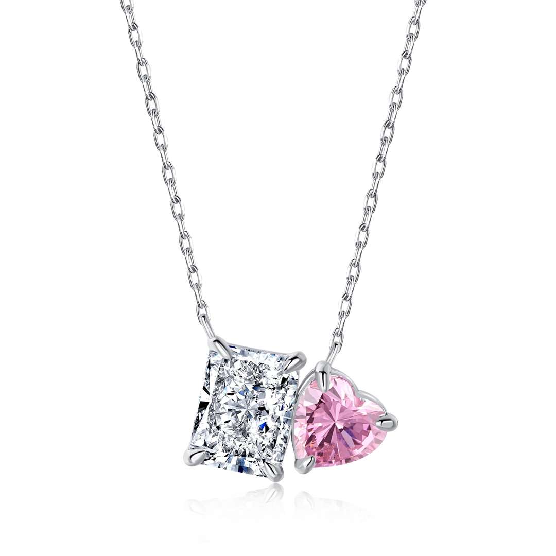 [Rose Jewellery]Dazzling Square & Heart Shape Necklace