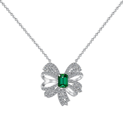 [Rose Jewellery]Luxurious Flower Shape Emerald Cut Necklace