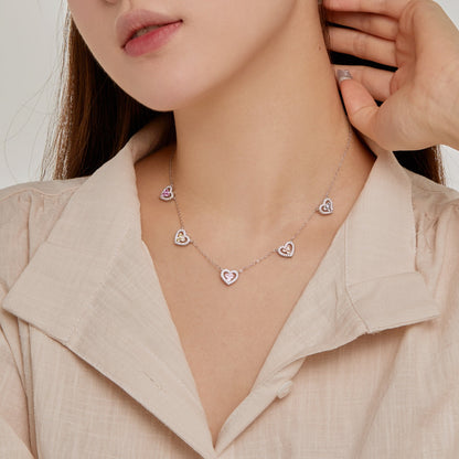 [Rose Jewellery]Sparkling Five Heart Necklace