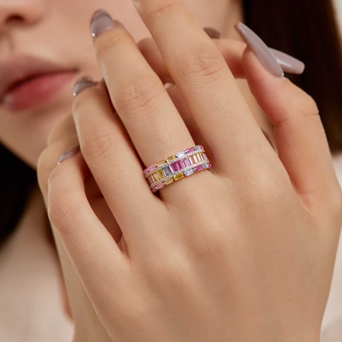 [Rose Jewellery]Dazzling Colorful Radiant Cut Party Ring