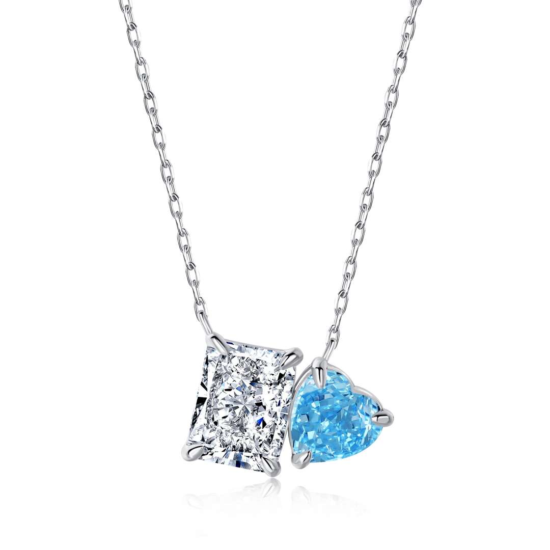 [Rose Jewellery]Dazzling Square & Heart Shape Necklace