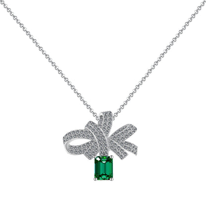 [Rose Jewellery]Luxurious Flower Shape Emerald Cut Necklace