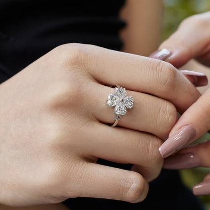 [Rose Jewellery]Heart-shaped Four-Leaf Clover Ball Ring