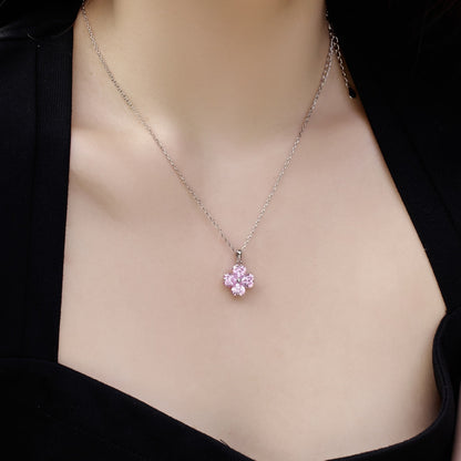 [Rose Jewellery]Heart-Shaped Four-Leaf Clover Bead Necklace