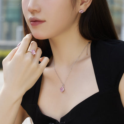 [Rose Jewellery]Heart-Shaped Four-Leaf Clover Bead Necklace