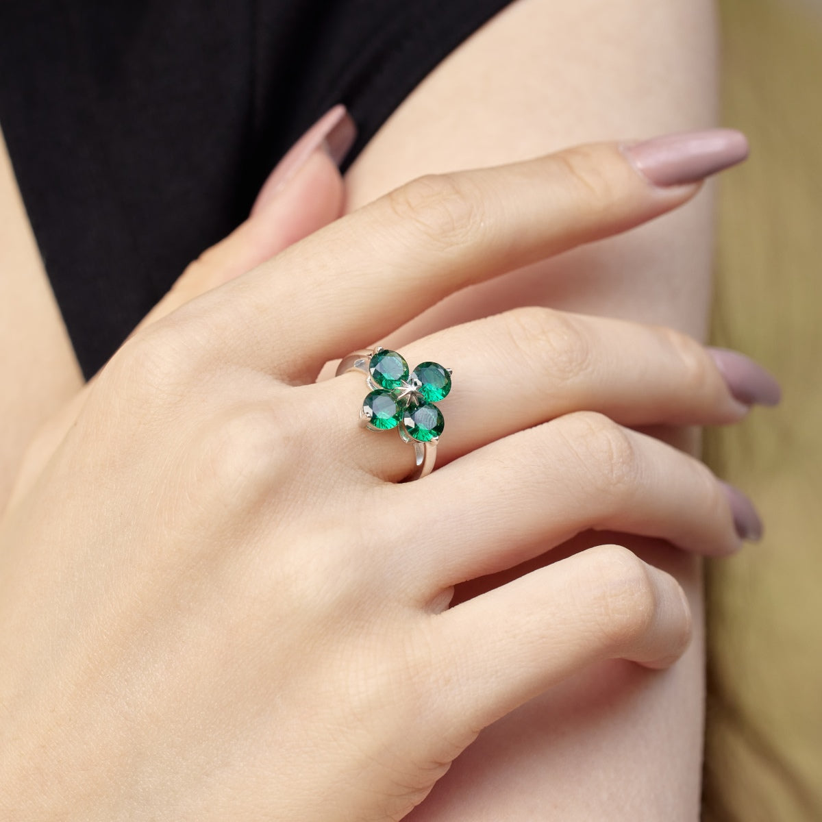 [Rose Jewellery]Four-Leaf Clover Eight-Pointed Star Ring