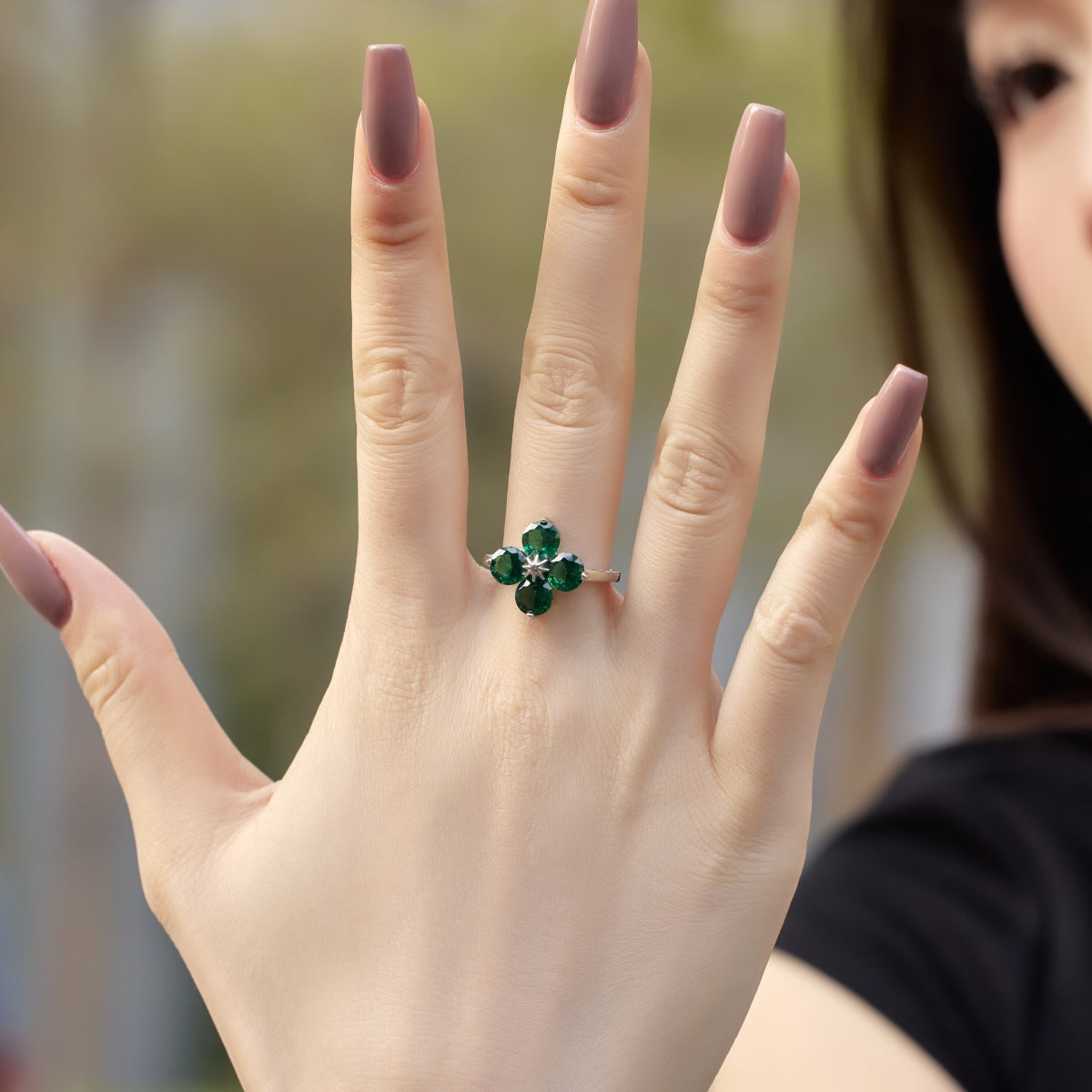 [Rose Jewellery]Four-Leaf Clover Eight-Pointed Star Ring