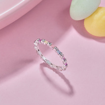 [Rose Jewellery]Charming Colorful Round Cut Daily Ring