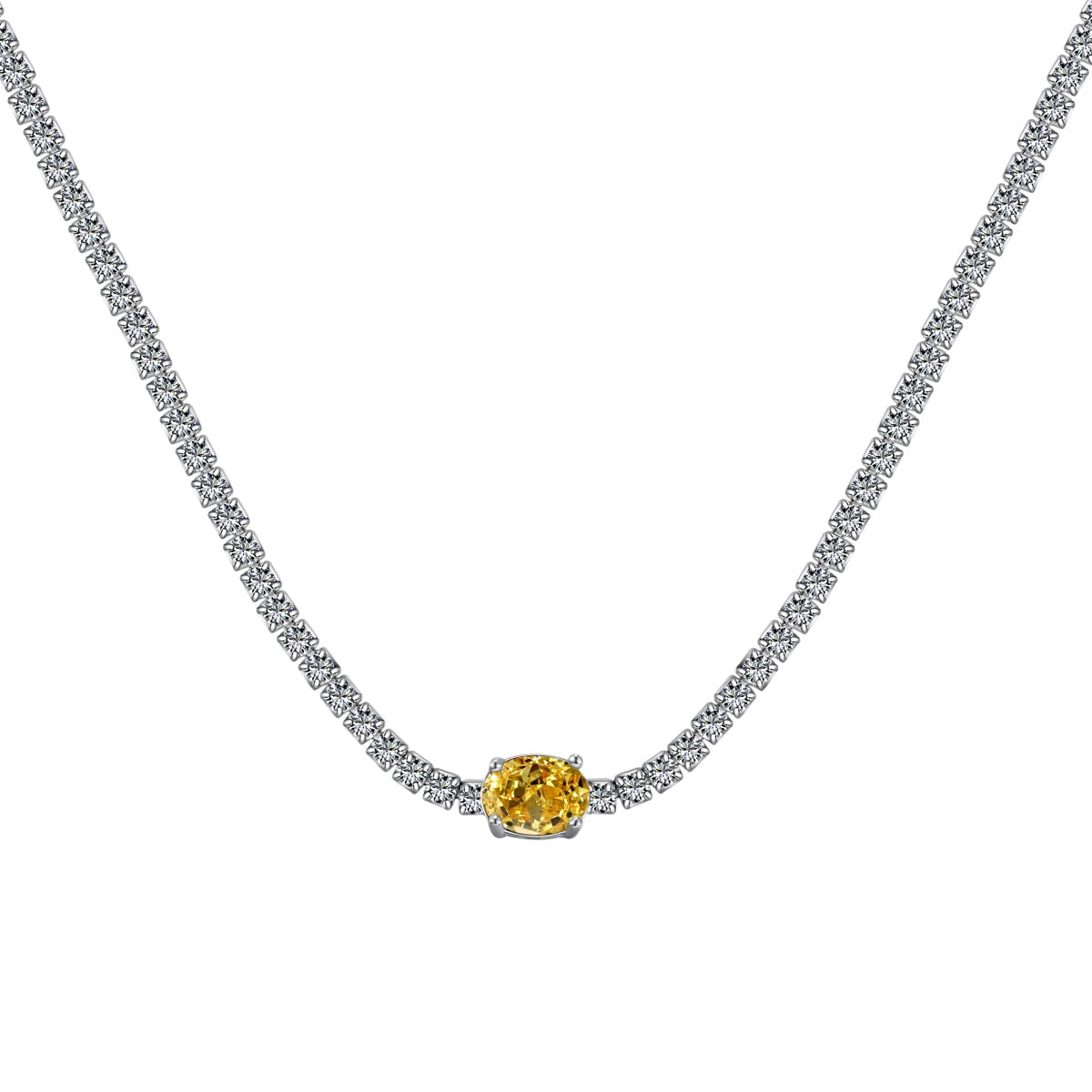 [Rose Jewellery]1.0 Carat Shining Oval Cut Necklace