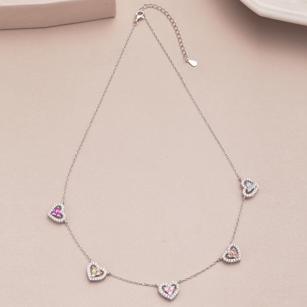 [Rose Jewellery]Sparkling Five Heart Necklace