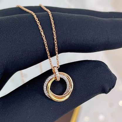 [Rose Jewellery]TRINITY NECKLACE SILVER GOLD PINK GOLD DIAMONDS