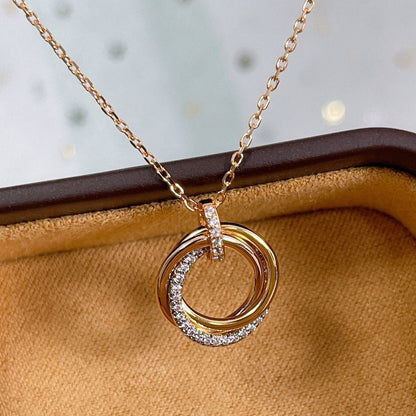 [Rose Jewellery]TRINITY NECKLACE SILVER GOLD PINK GOLD DIAMONDS