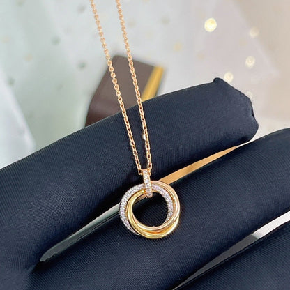 [Rose Jewellery]TRINITY NECKLACE SILVER GOLD PINK GOLD DIAMONDS